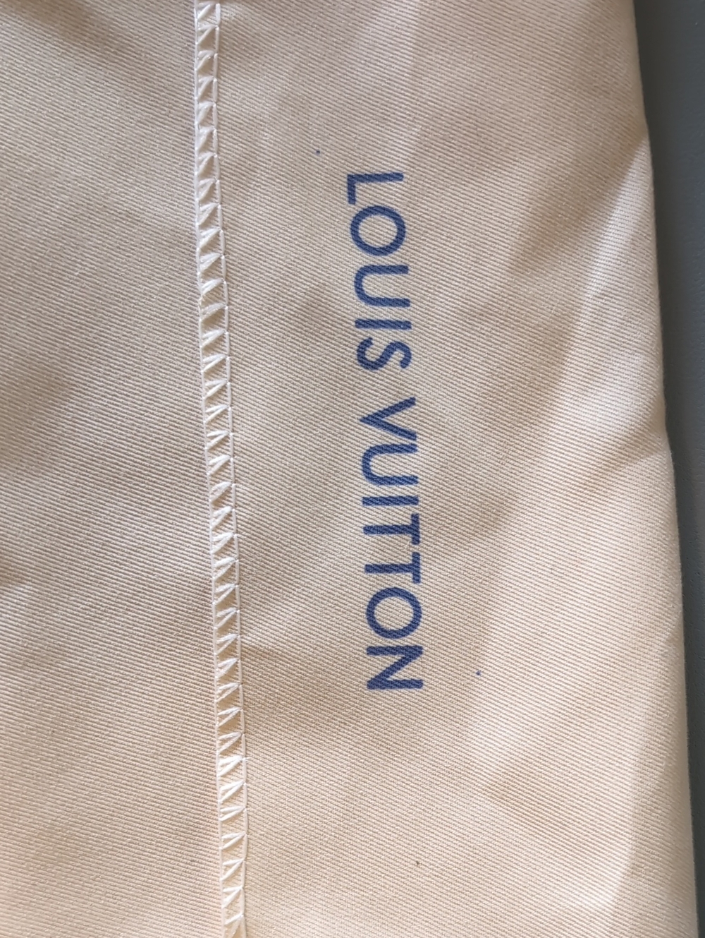 Louis Vuitton Beige Dust Bag with Blue Logo